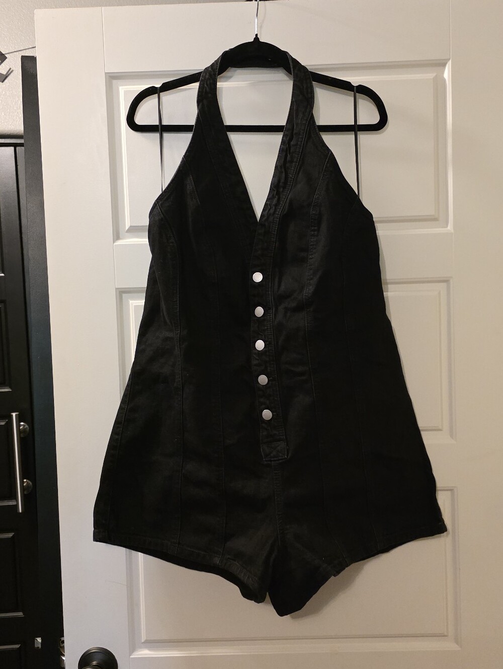 Women's Halter Denim Romper - Universal Thread™ Black 16